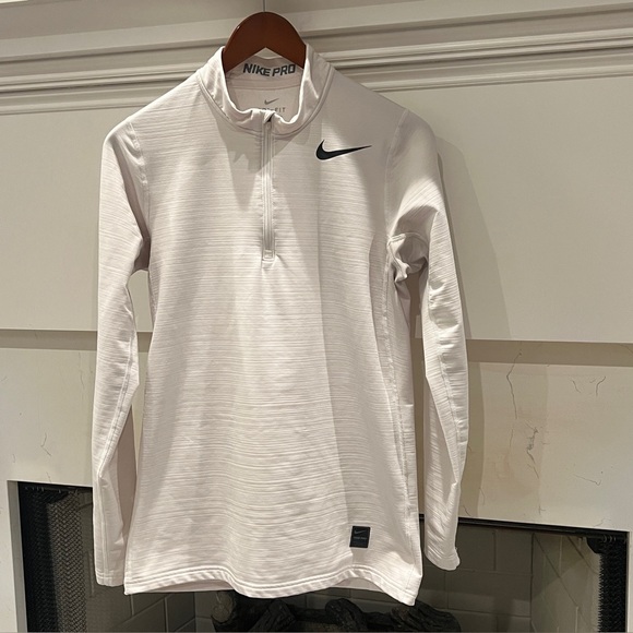 Nike Other - Nike Pro Men's White Long Sleeve Shirt 1/4 Zip Fitted